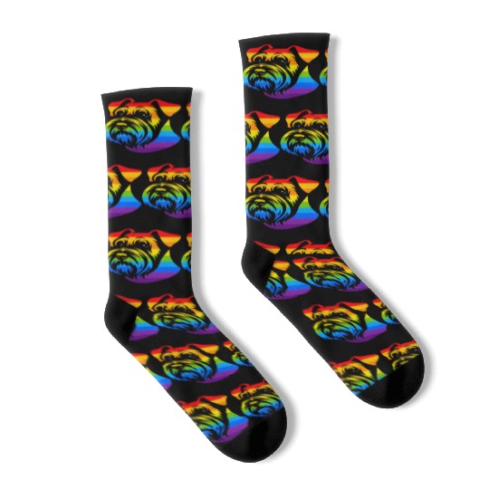 Miniature Schnauzer Rainbow LGBT Gay Pride Lesbian Socks