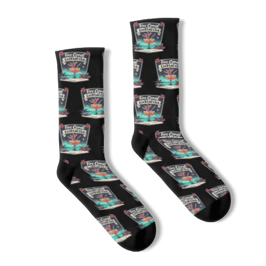 Fire Coral Cocktail Club Socks