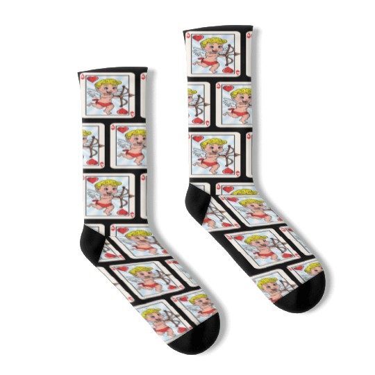 Playing card with cupid Socks