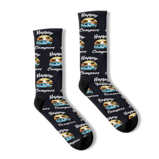 Funny Camping Hiking Lover Present Happy Camper Socks