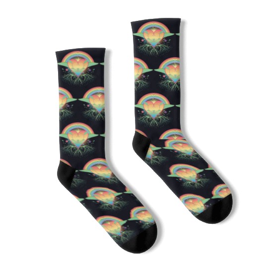 Rainbow heart with roots for Pride Socks