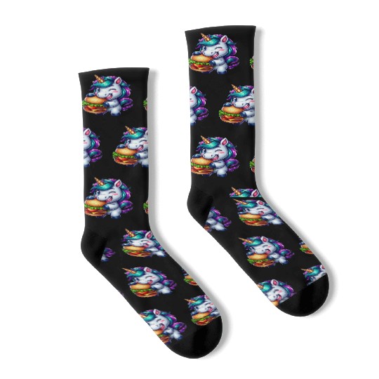 Unicorn Hamburger Cheeseburger Socks