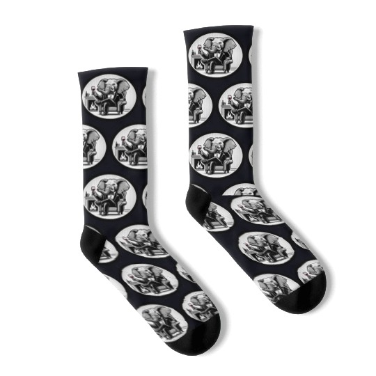 Elegant Elephant Pachyderm in Suit Socks