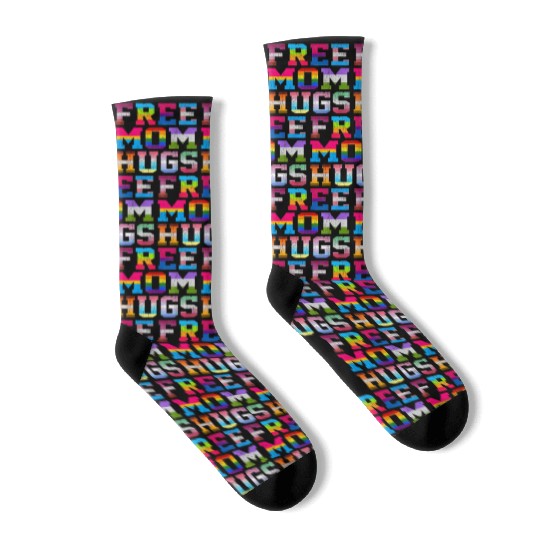 Free Mom Hugs For Pride Month Lgbt MotherS Day Socks