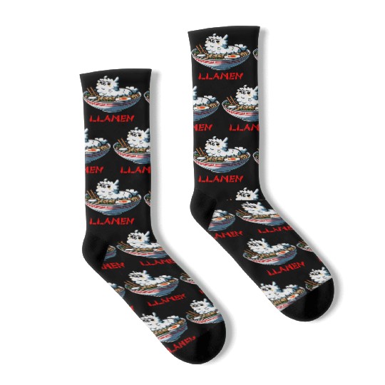 Llamen Noodles Chinese Food Alpaca Llama Lover Socks