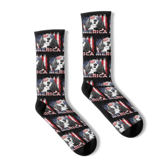 Basset Hound 4th Of July US Flag Merica Dog Lover Socks