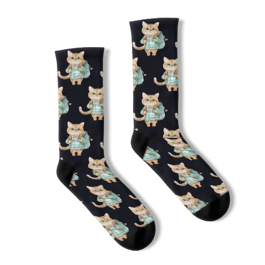 Watercolor Cute School Animals, Back to School Socks