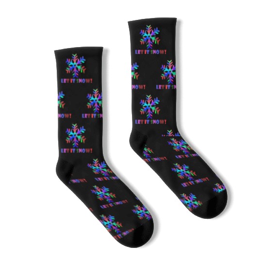 Let it Snow! (Colorful Snowflake Design) Socks