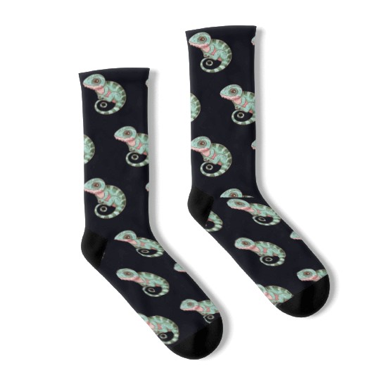 Charming Chameleon Curled Tail Imagery Socks