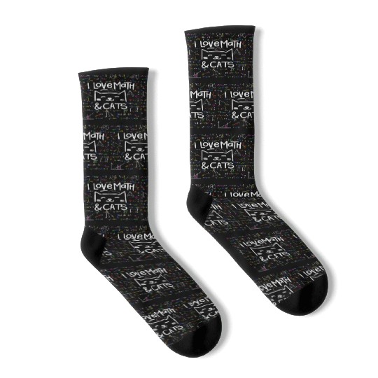 Cat Lover, Math, I Love Math And Cats, Math Lover Socks