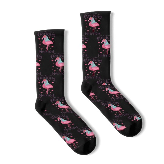 Flamingo Bride Flocking Married Matching Socks