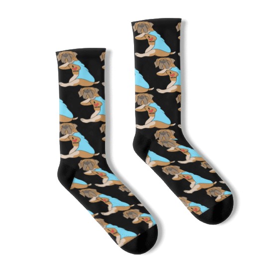 I Love Mom Tattoo Dog Funny Bullmastiff Socks