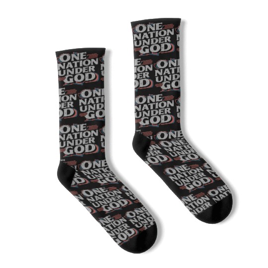 One Nation Under God Christian Pride Retro US Flag Socks