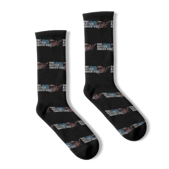 4th Of July One Nation Under God US Flag Faith Socks