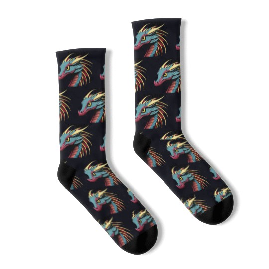 Minimalistic and Modern Dragon Design Socks