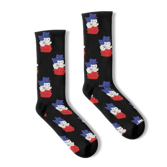 French Flag Cat French France Socks