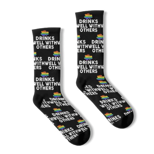 Drinks Well With Others LGBT Gay St Patricks Day Socks