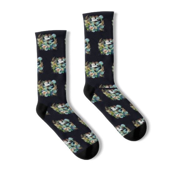 One day at a time dragonfly floral Socks