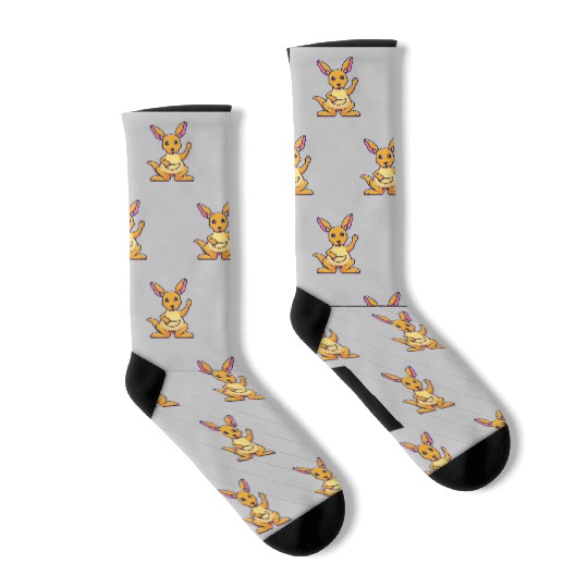 Cute Kangaroo Waving Hand: Cartoon Vector Icon Ill Socks