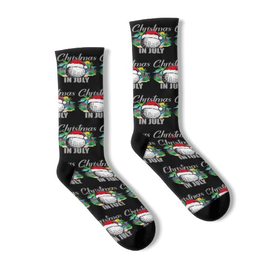 Christmas in July Golf Santa Hat Funny Summer Socks