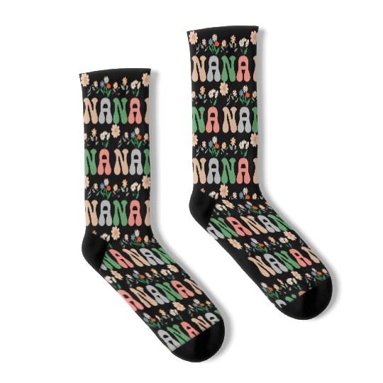 Nana Wildflower Floral Design Cherry Blossom Nana Socks