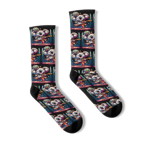 Disco Ball Guitar Koala Socks