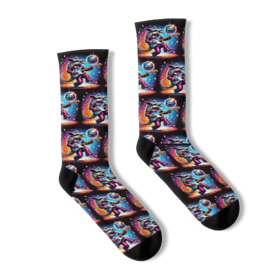 Disco Ball Guitar Armadillo Socks