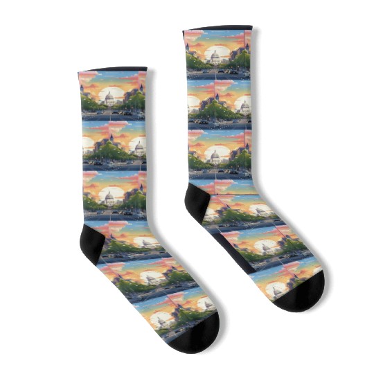 Sunset in US Capitol Washington DC Socks