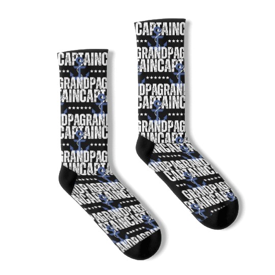 Captain Grandpa with anchor Cruise Captain Boating Socks