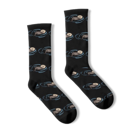 Sea Otter In Water Cute Lutra Animal Lover Funny Socks