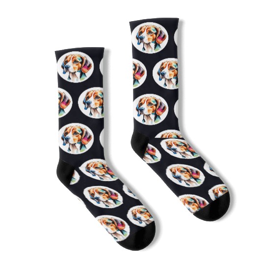 Beagle Watercolor Socks