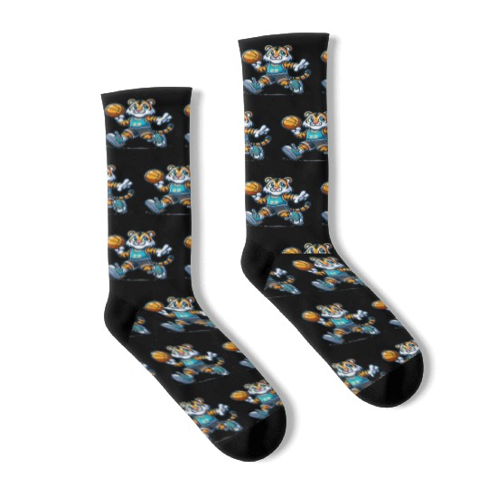 Cute Basketball Player Tiger Socks