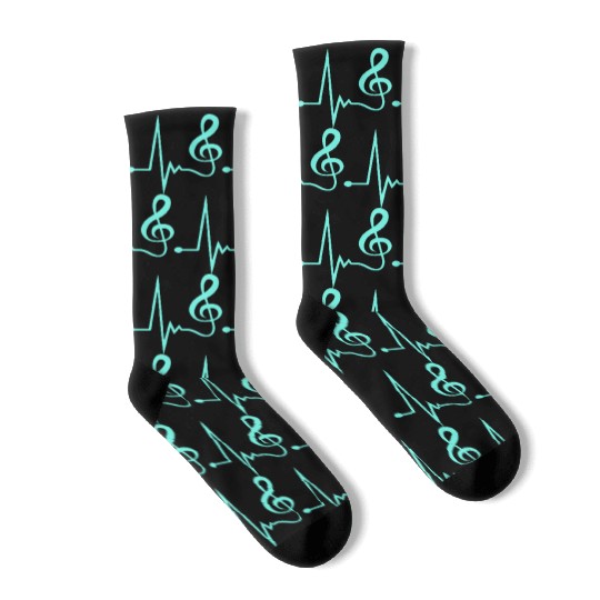 Music Clef Note Violin Treble Sound Pulse ECG Socks