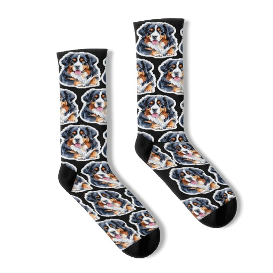 Bernese Mountain Dog Watercolor Socks