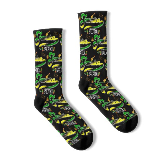 Jamaica Baecation Matching Typography Socks