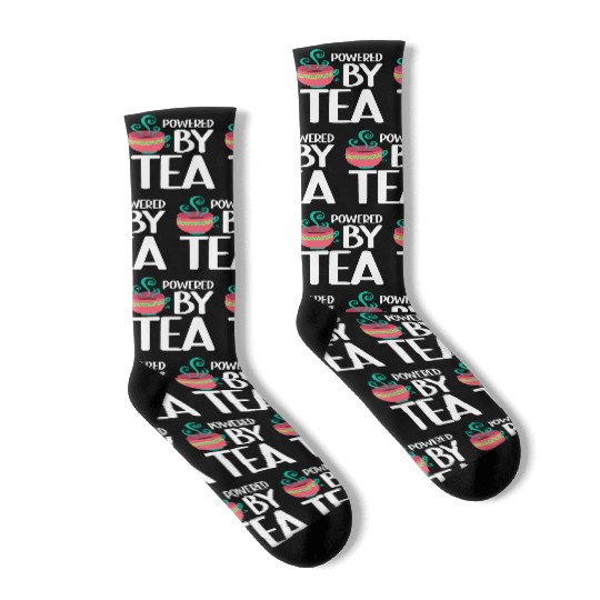 Powered By Tea Tea Lover Cup Of Tea Tea Drinker Socks