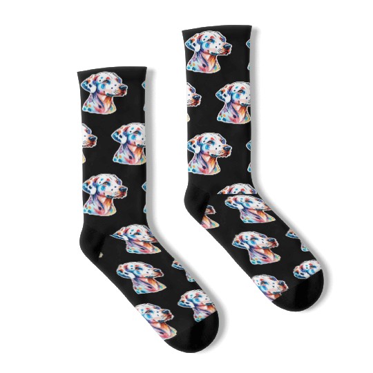 Dalmatian Dog Watercolor Socks