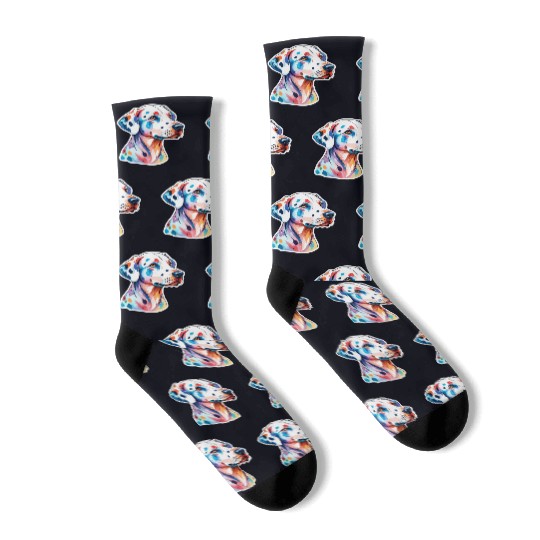 Dalmatian Dog Watercolor Socks
