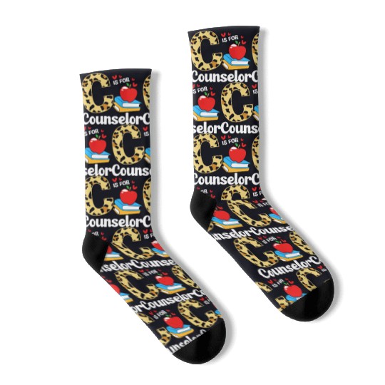 Leopard Print Back To School For School Counselor Socks