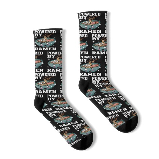 Powered By Ramen Anime Japanese Soup Cup Noodle Socks