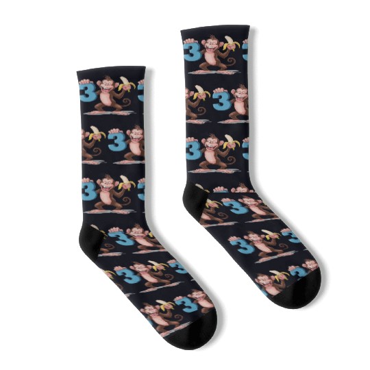 3rd Birthday Monkey Socks