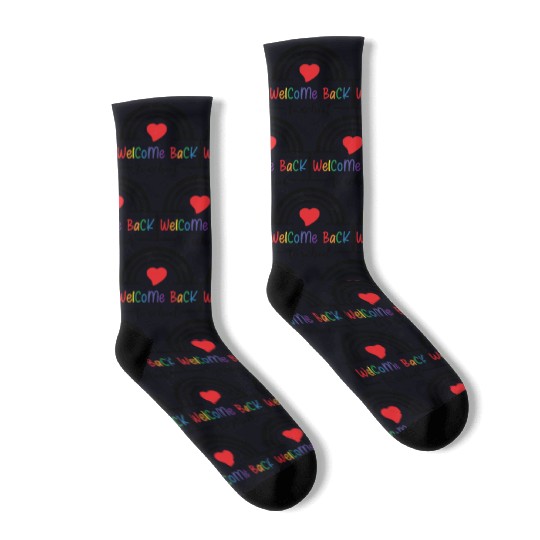 Welcome Back To School Rainbow heart Socks