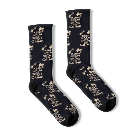 Keep Calm And Solve The Crime Murder Mystery Socks