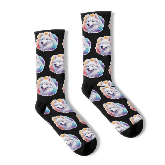 Samoyed Dog Watercolor Socks
