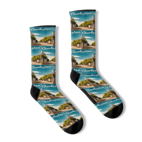 Vintage Travel Charleston South Carolina Retro Socks