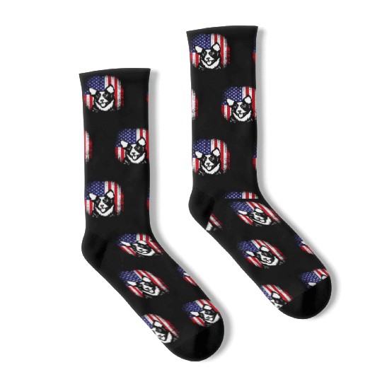 4th Of July Vintage US Flag Australian Cattle Dog Socks