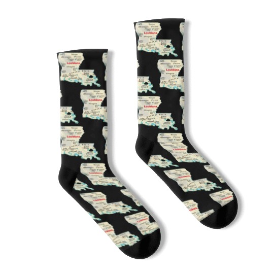 Louisiana map image of state. Socks