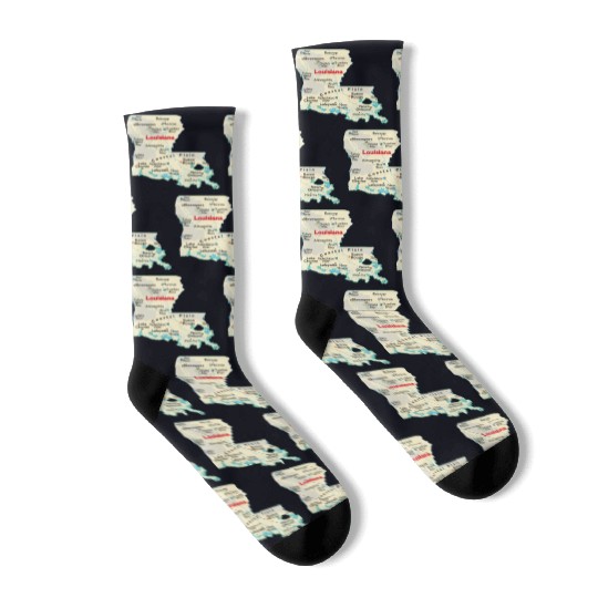 Louisiana map image of state. Socks