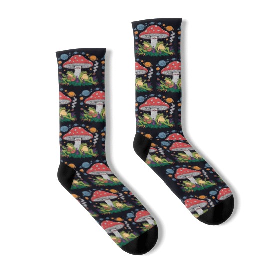Galactic Frogs and Mushroom Haven Socks