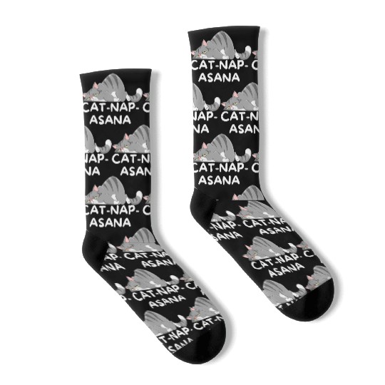 Funny Cat-Nap-Asana sleeping yoga Socks